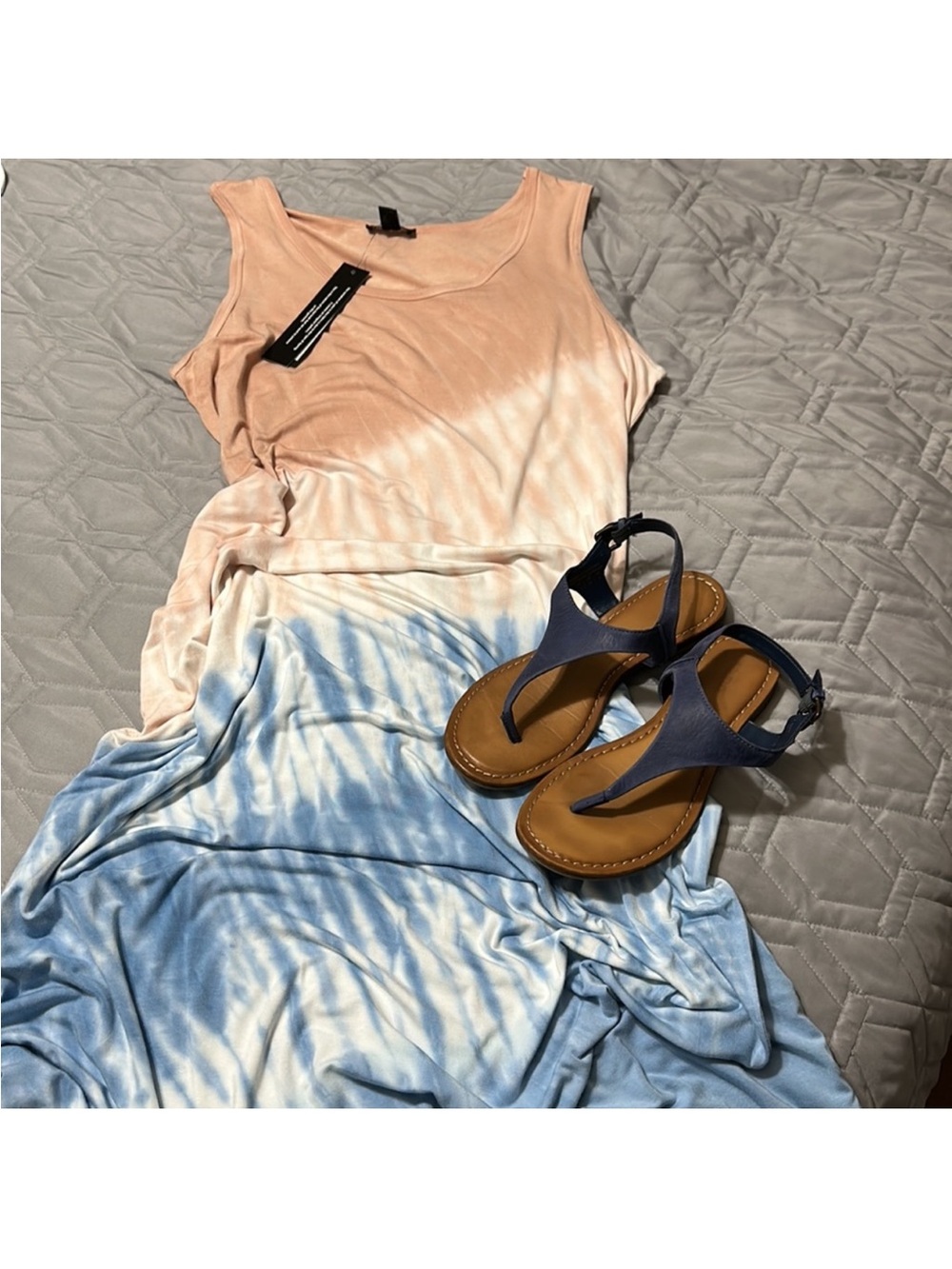 ⭐️Nwt Tribal Summer Boho Peach Skin Tie-dye Maxi Dress Size Medium
